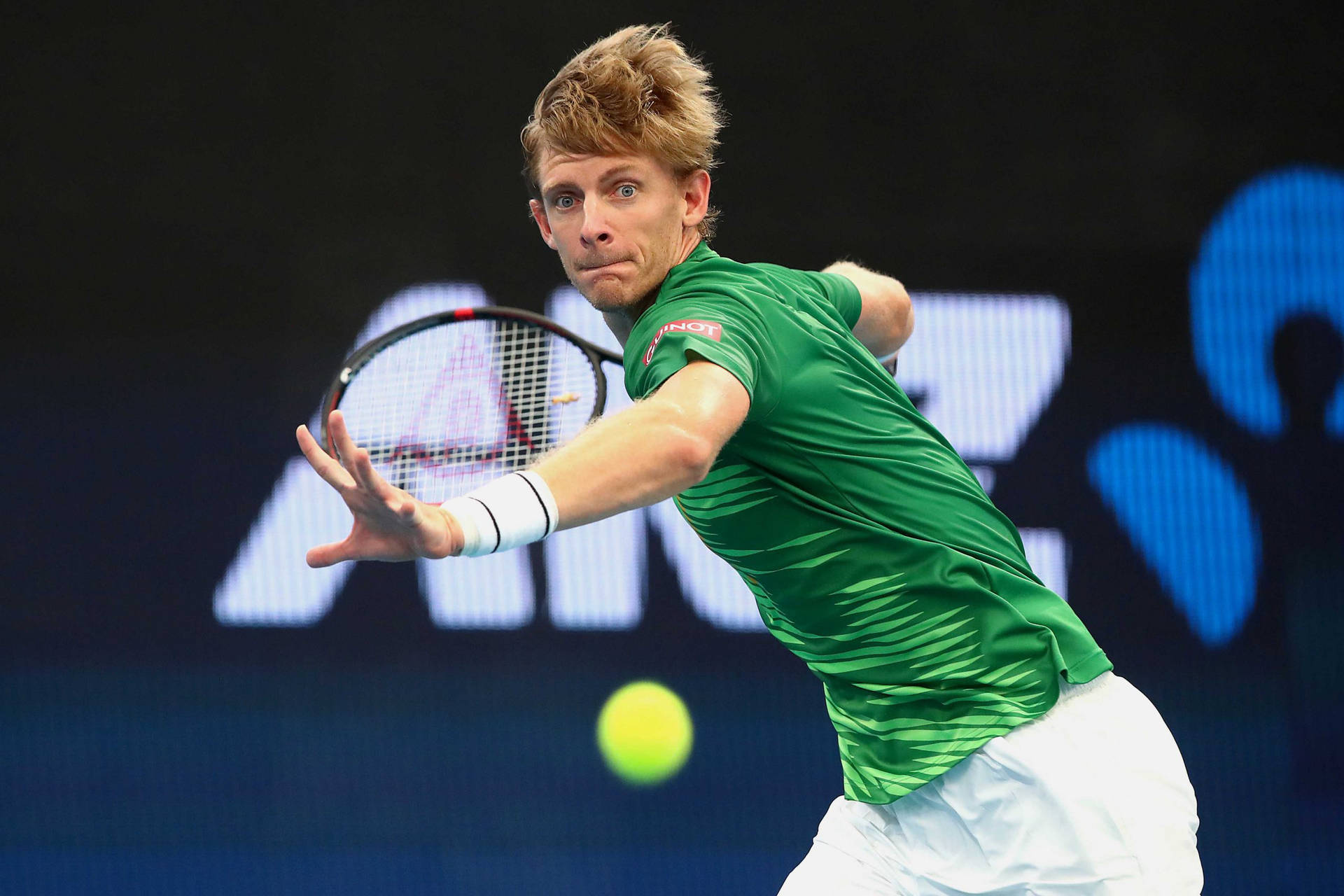 Kevin Anderson Looking At Incoming Ball Background