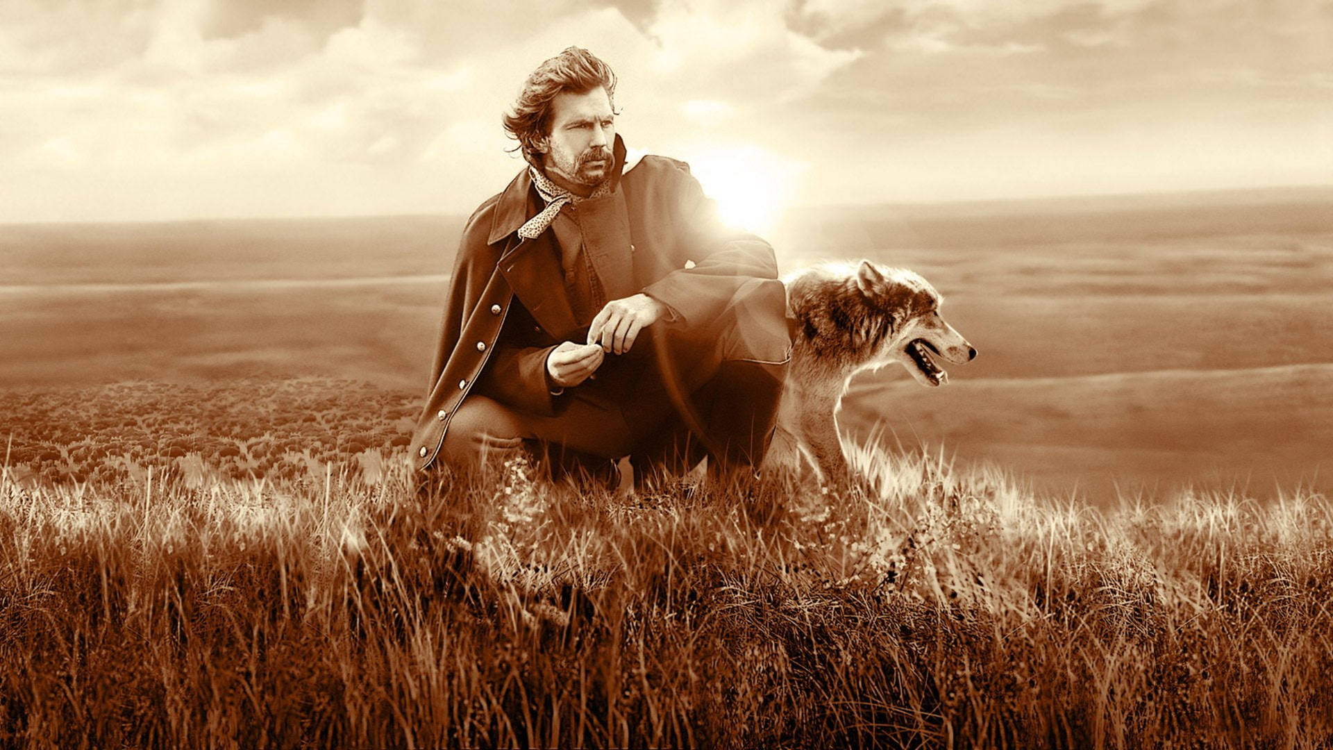 Kevin Costner Dances With Wolves Sepia
