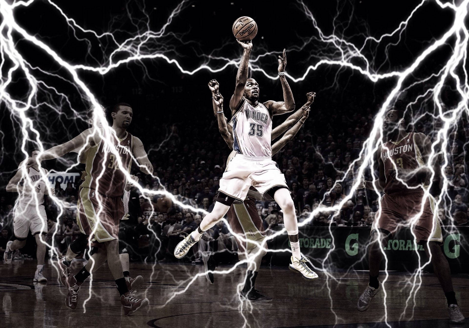 Kevin Durant Lightning Edit Background
