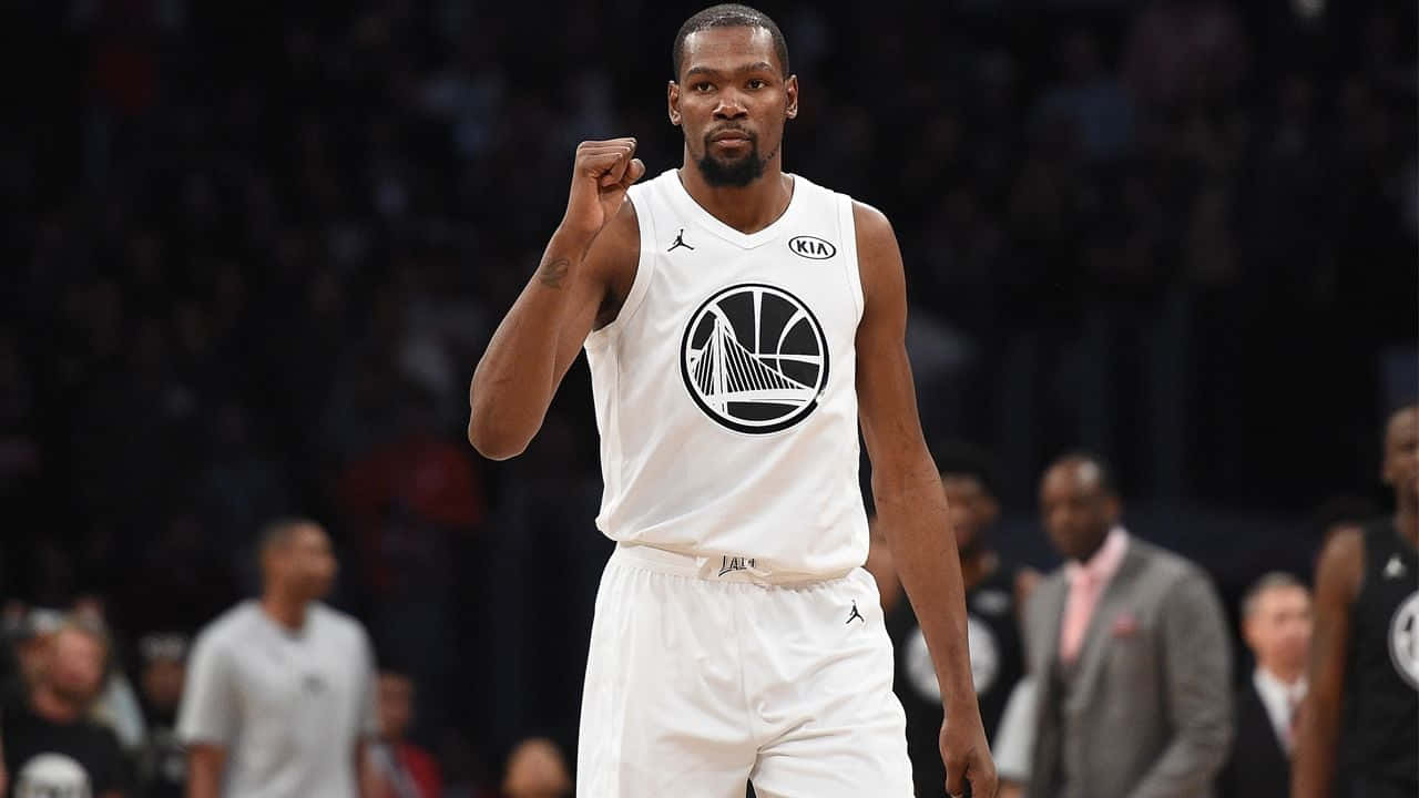 Kevin Durant Nets White Jersey Background
