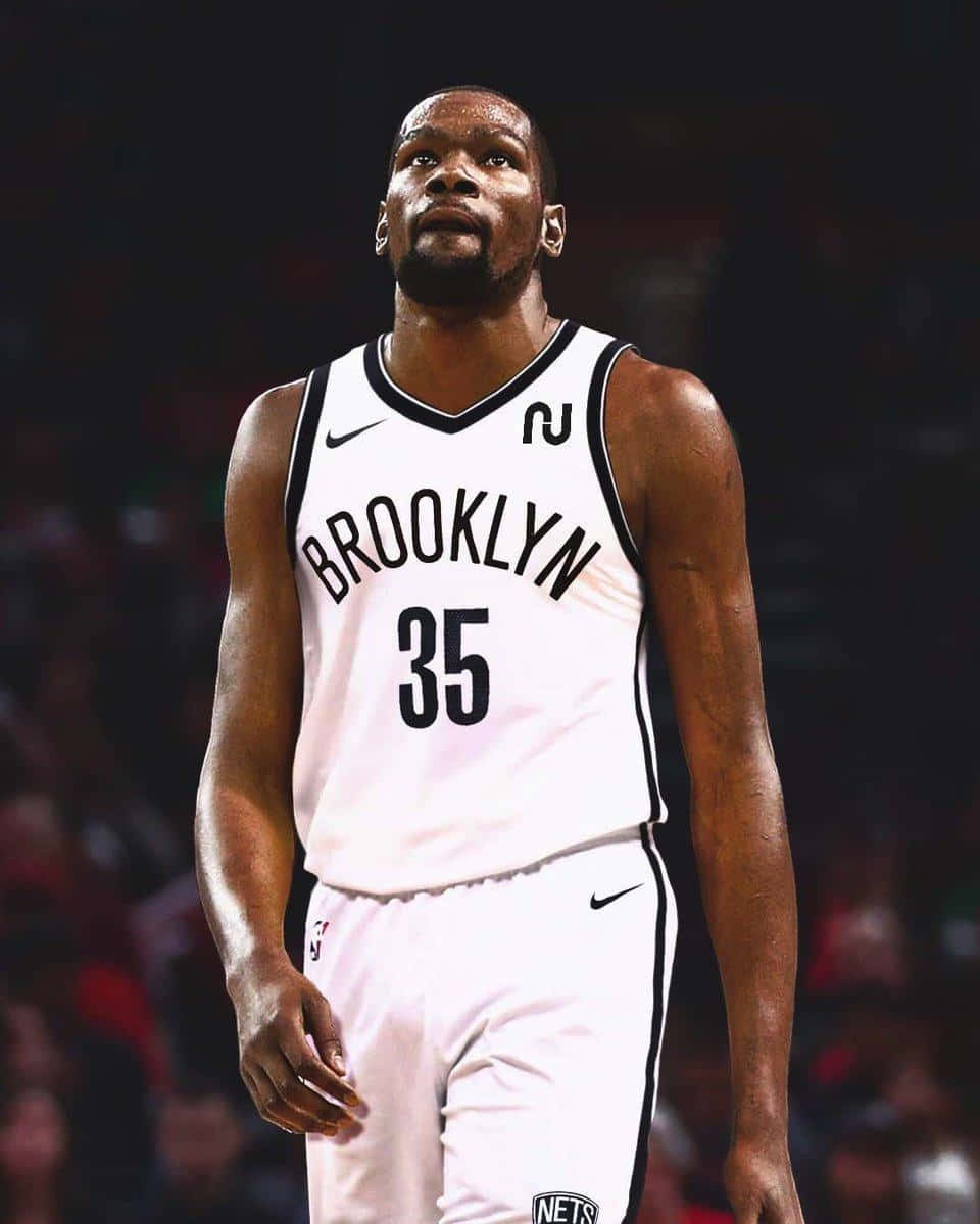Kevin Durant Nets White Jersey Background