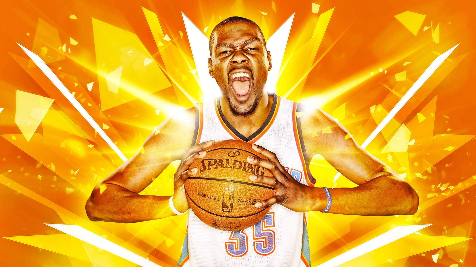 Kevin Durant With Basketball Background