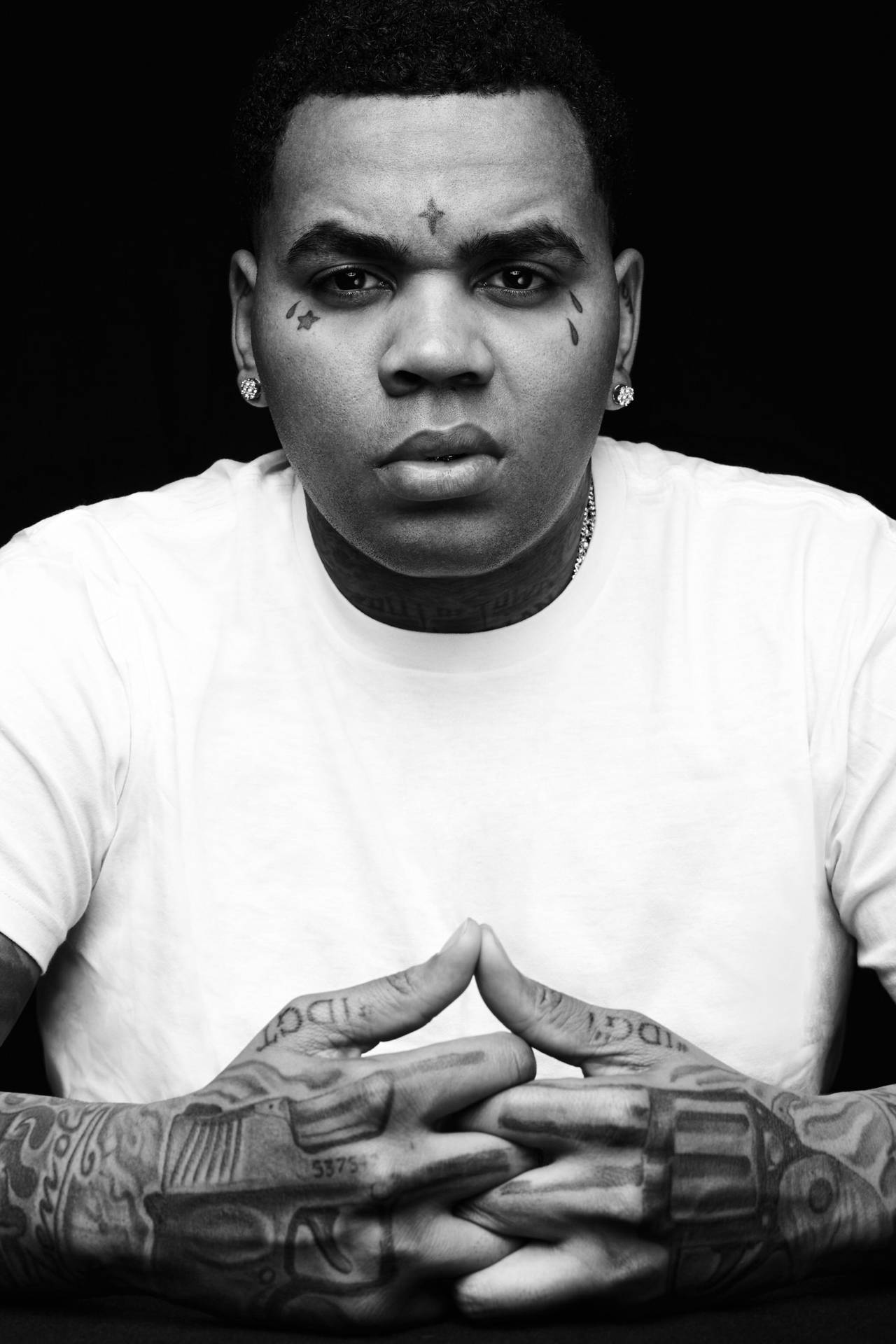 Kevin Gates Black And White Portrait Background