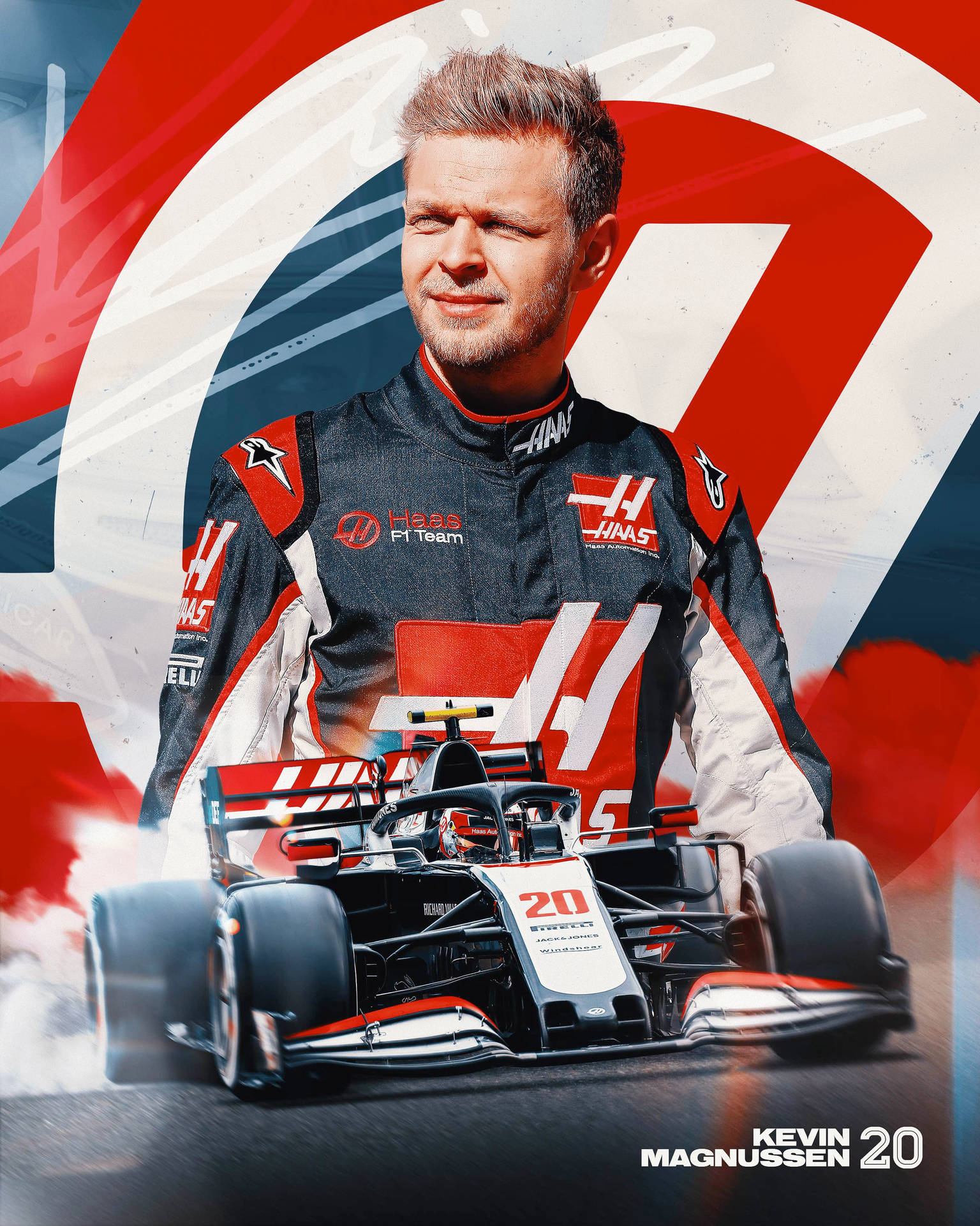 Kevin Magnussen And Car Edit Background