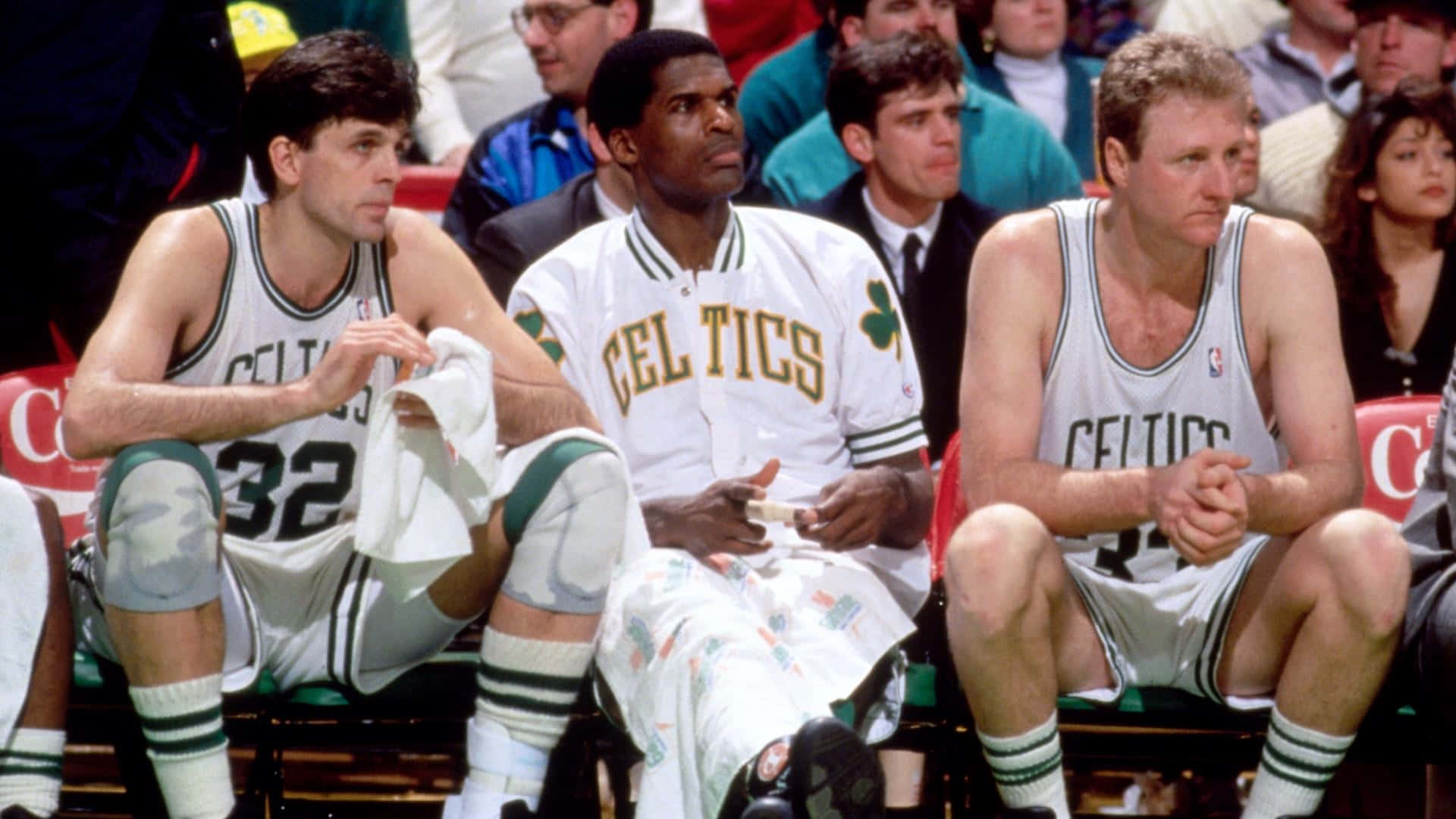 Kevin Mchale Larry Bird And Red Auerbach Background