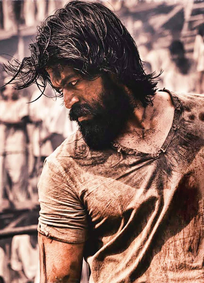 Kgf Chapter 1 Rocky Bhai Messy Hair Background