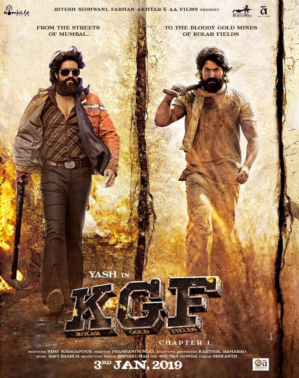 Kgf Rocky Bhai Split-screen Poster Background