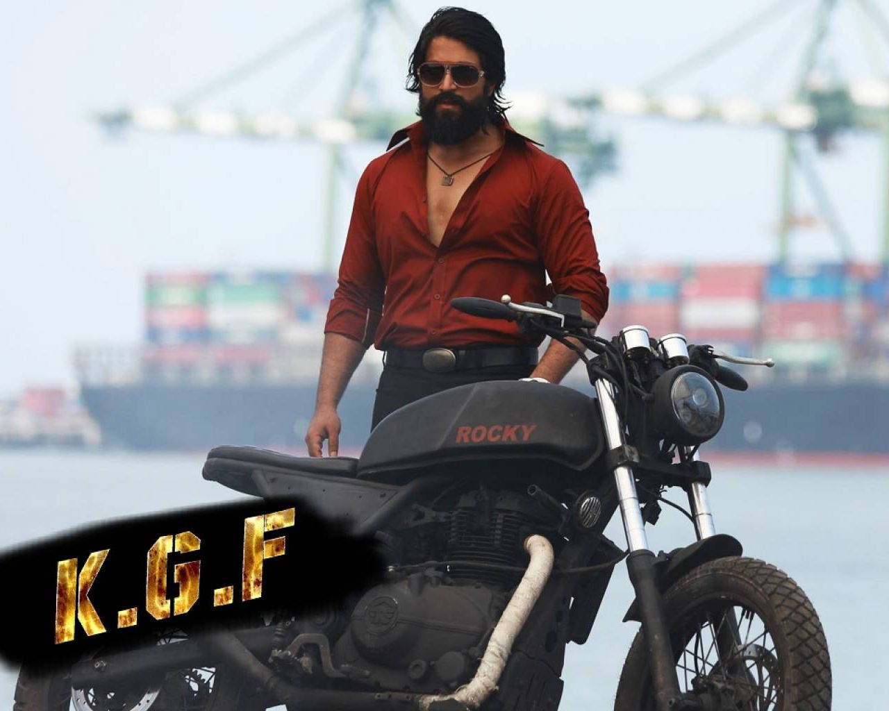 Kgf Rocky With Motorcycle Background