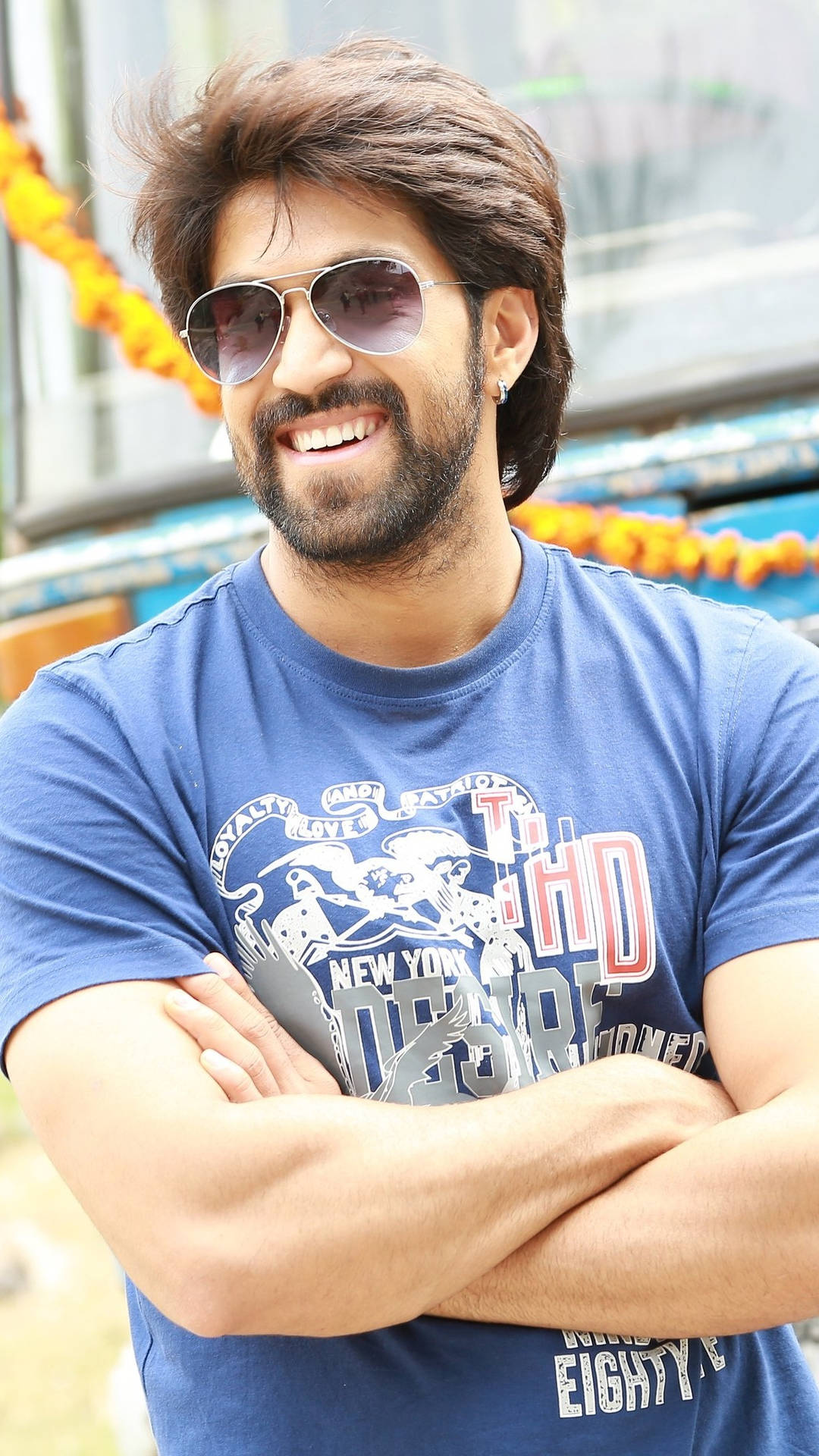 Kgf Yash In Blue Background