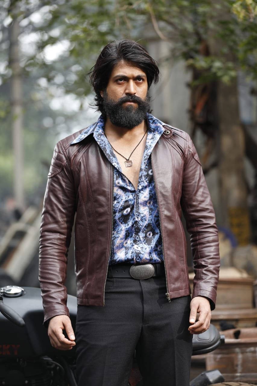 Kgf Yash In Leather Jacket Background