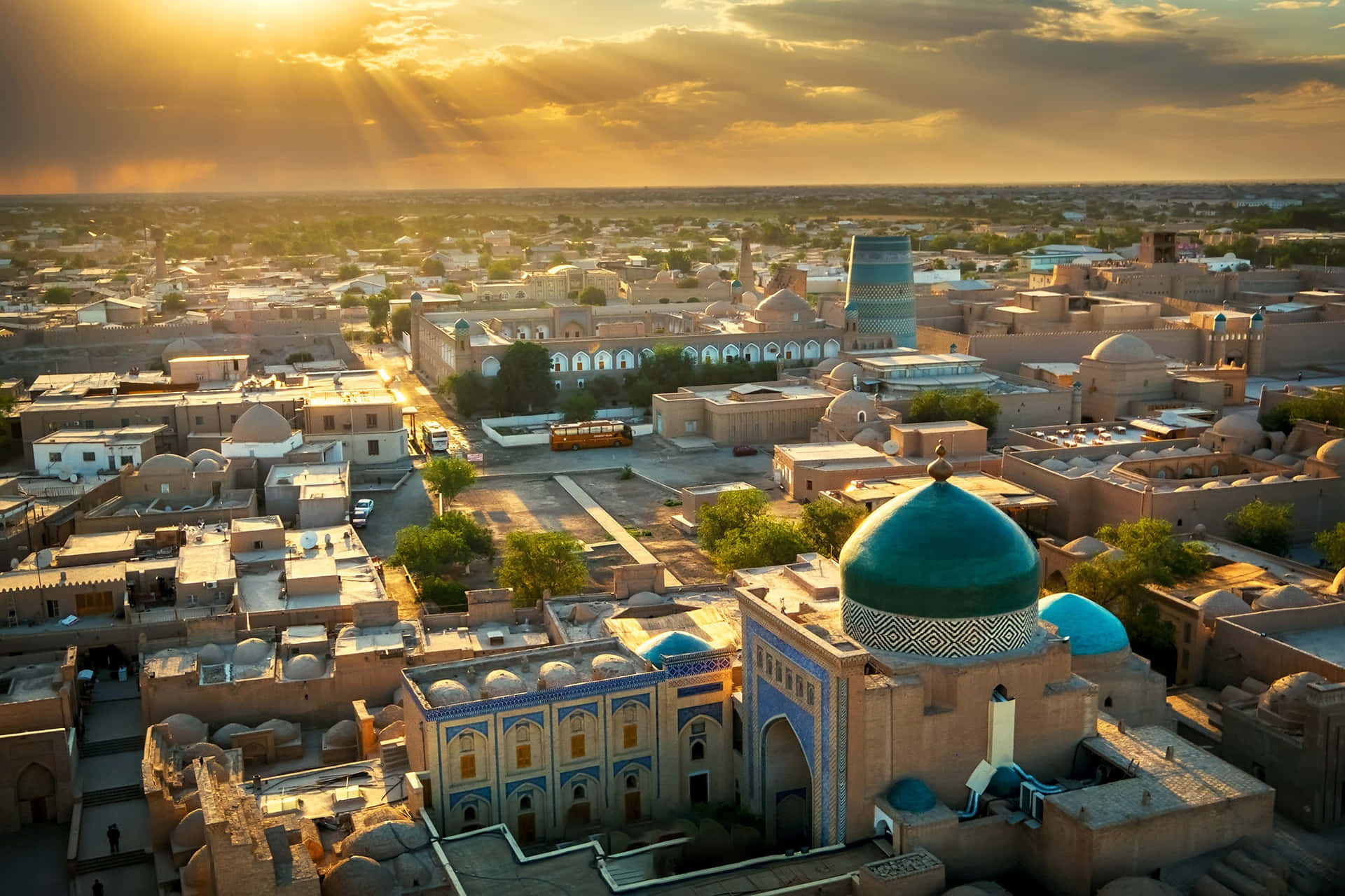 Khiva City View Sunset Background