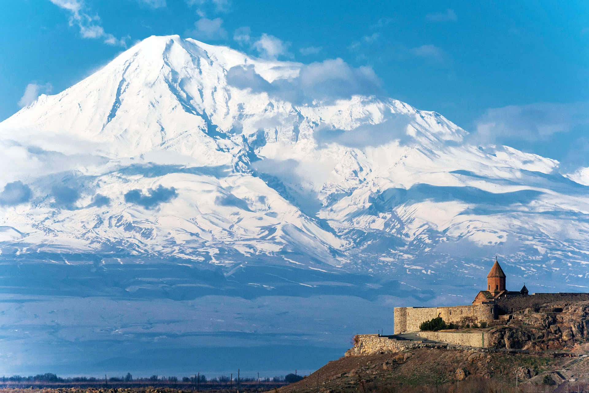 Khor Virap Monastery Against The Backdrop Of Majestic Mount Ararat