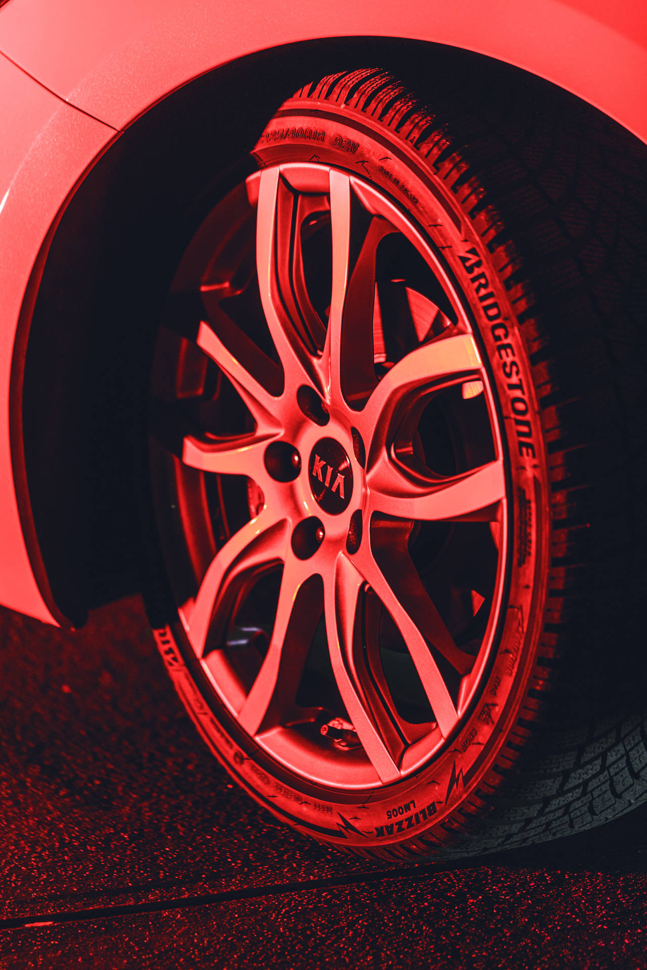 Kia, Machine, Wheel, Tire, Red Background