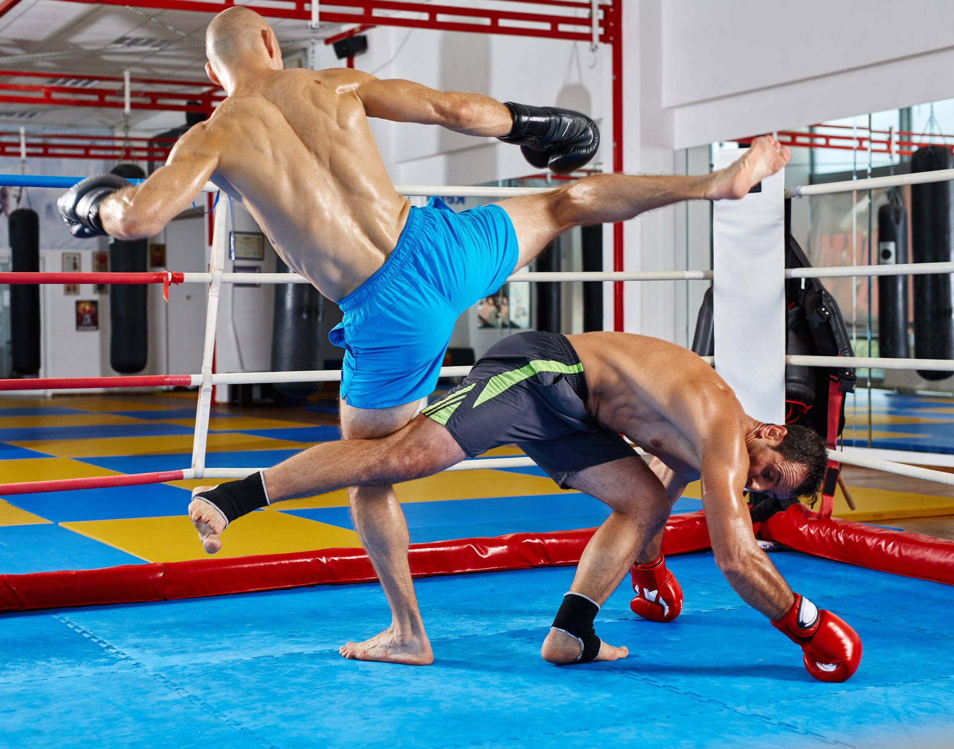 Kickboxing Sparring Match In The Gym