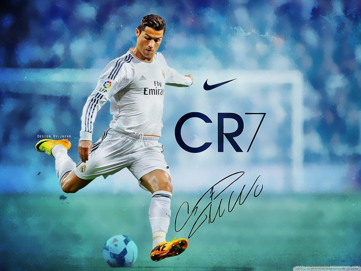 Kicking A Ball With Nike Shoes Cr7 3d Background