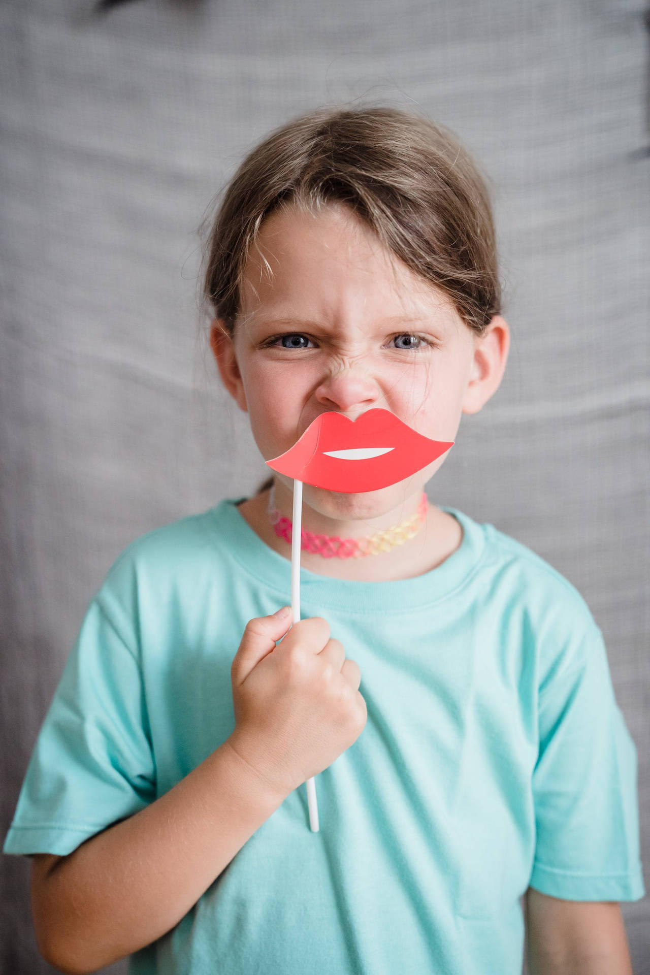 Kid Fake Smile Paper Lips Background