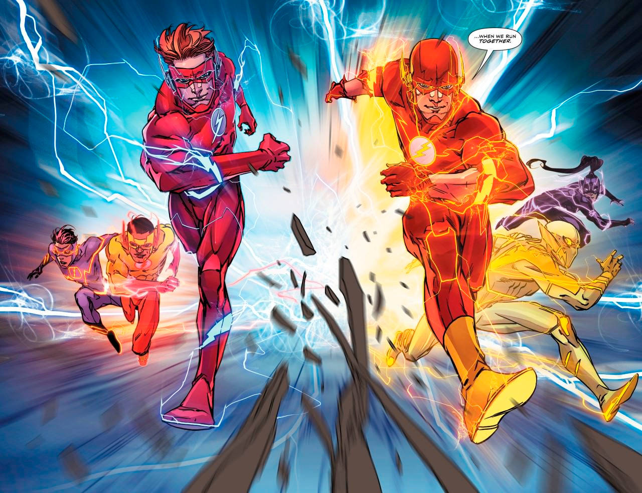 Kid Flash And The Speedsters Of Multiverse Background