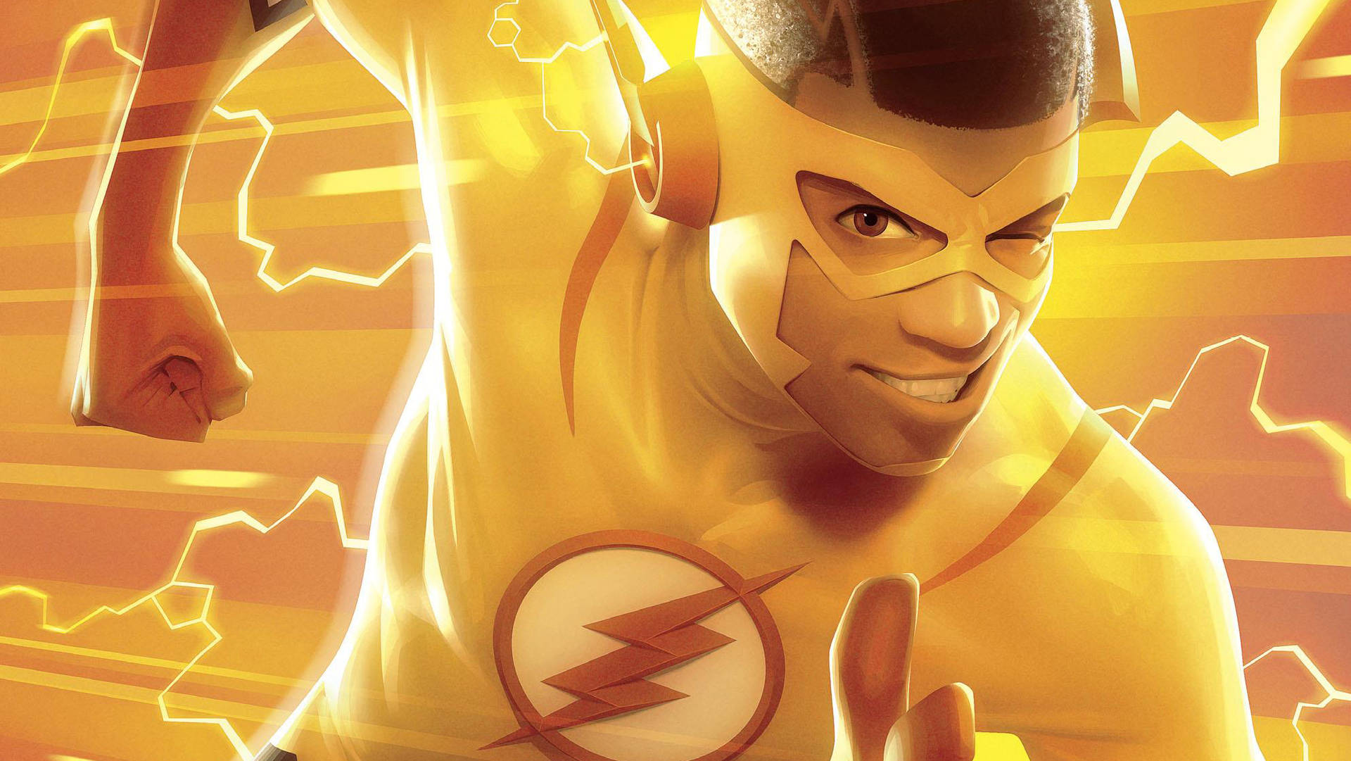 Kid Flash Yellow Lightning Background