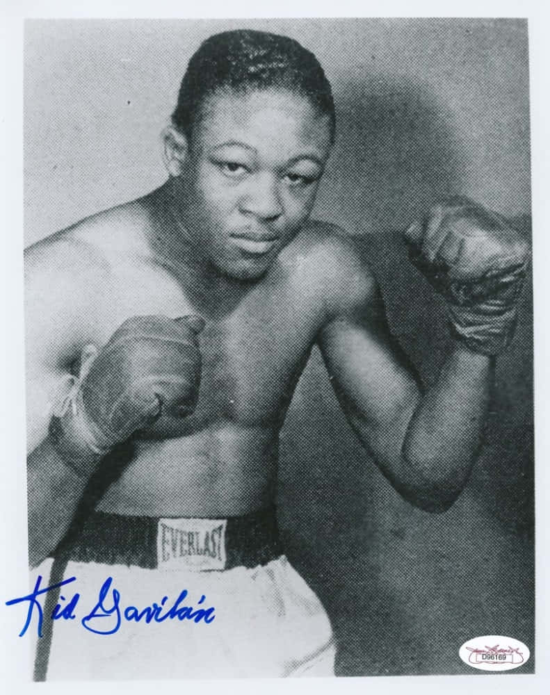 Kid Gavilan Signature Blue Background