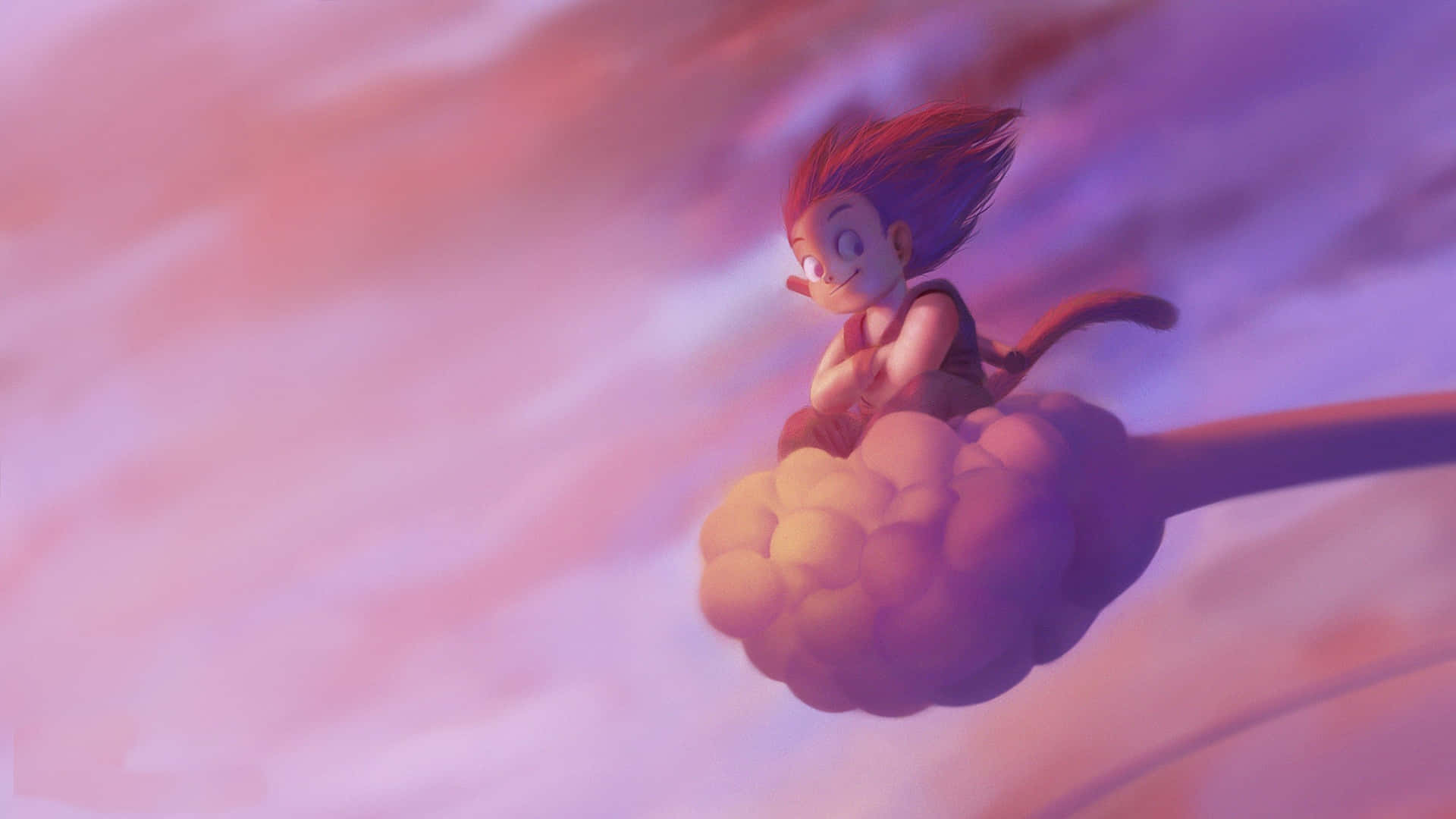 Kid Goku Flying Through The Air Background