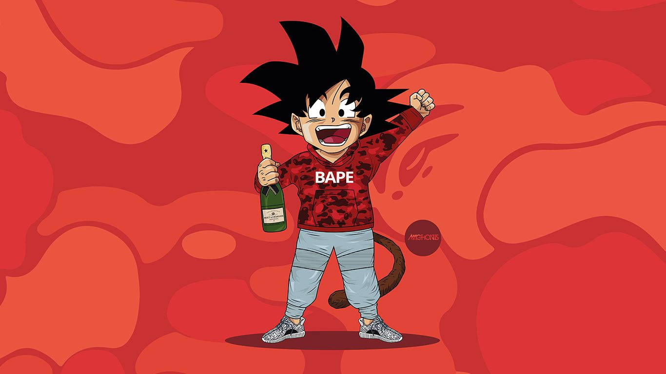 Kid Goku In Bape Concept Art Background