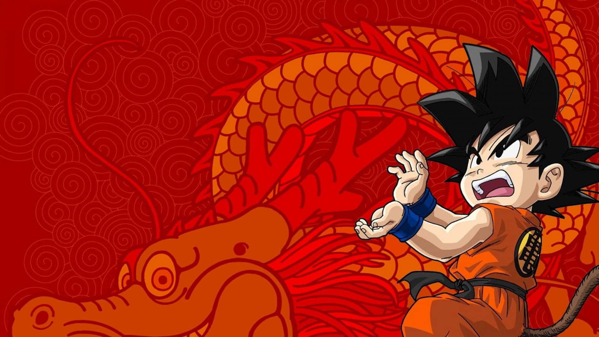 Kid Goku Kamehameha Wave Background