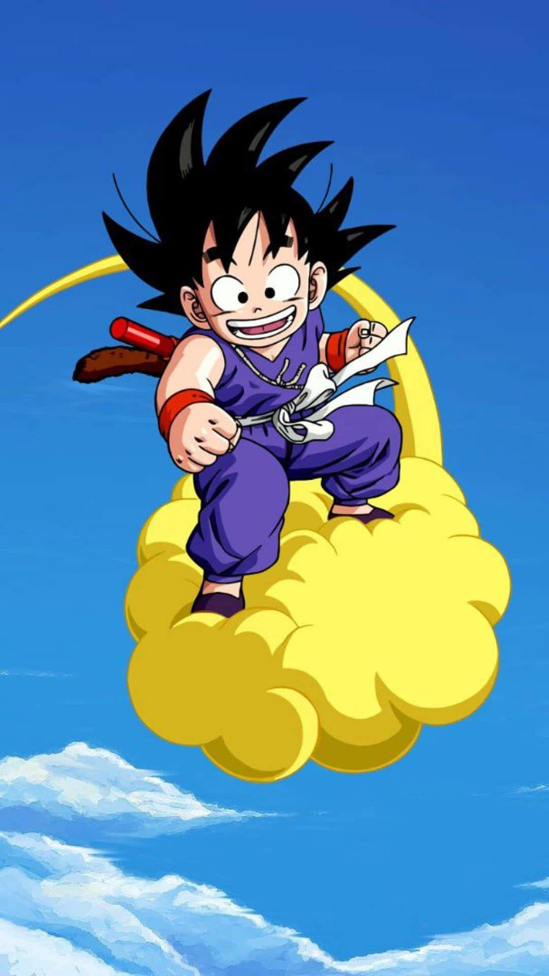 Kid Goku Riding A Yellow Cloud