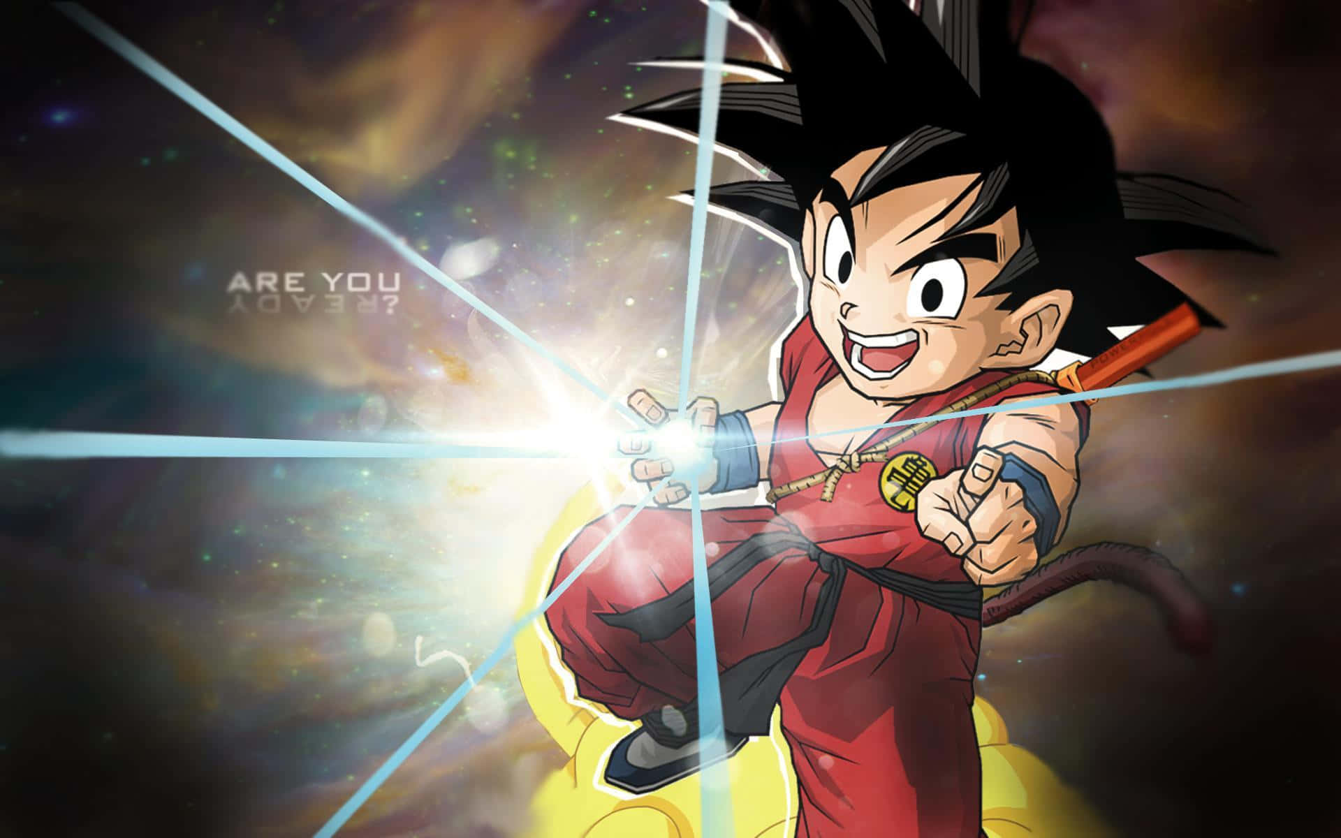 Kid Goku With Light Orb On Hand Background