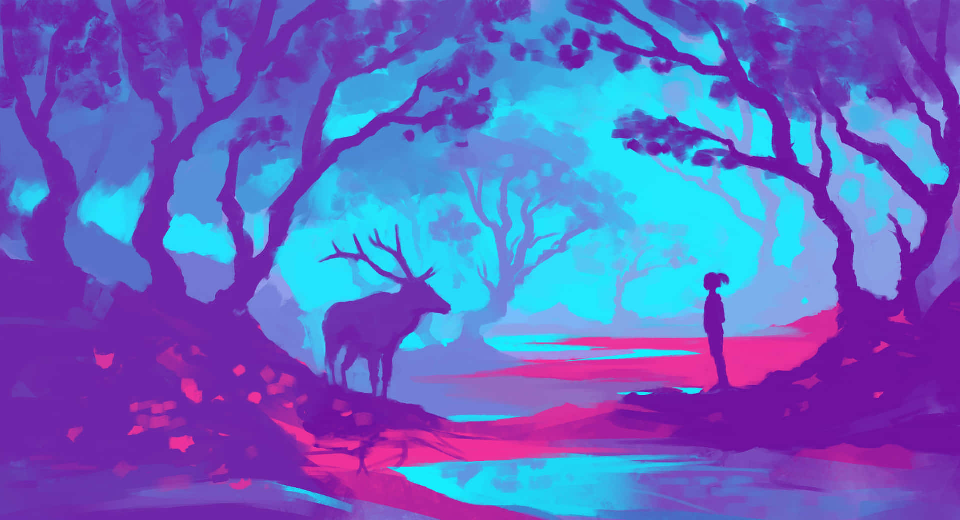 Kid Silhouette 4k Painting Background