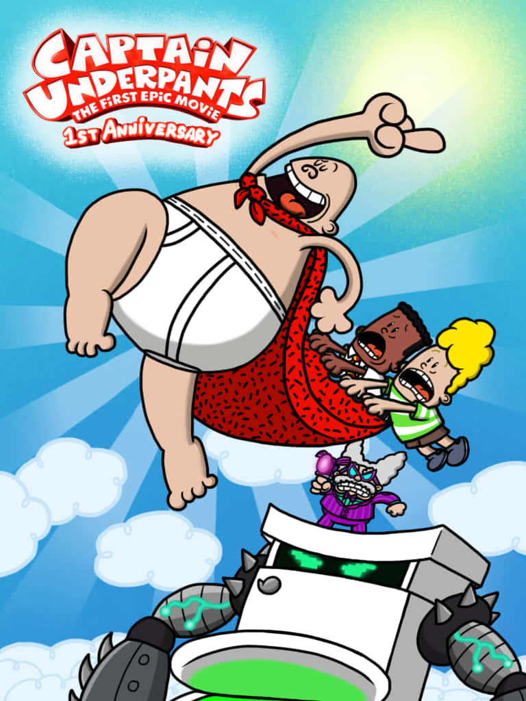 Kids Holding Cape Of Captain Underpants: The First Epic Movie Background
