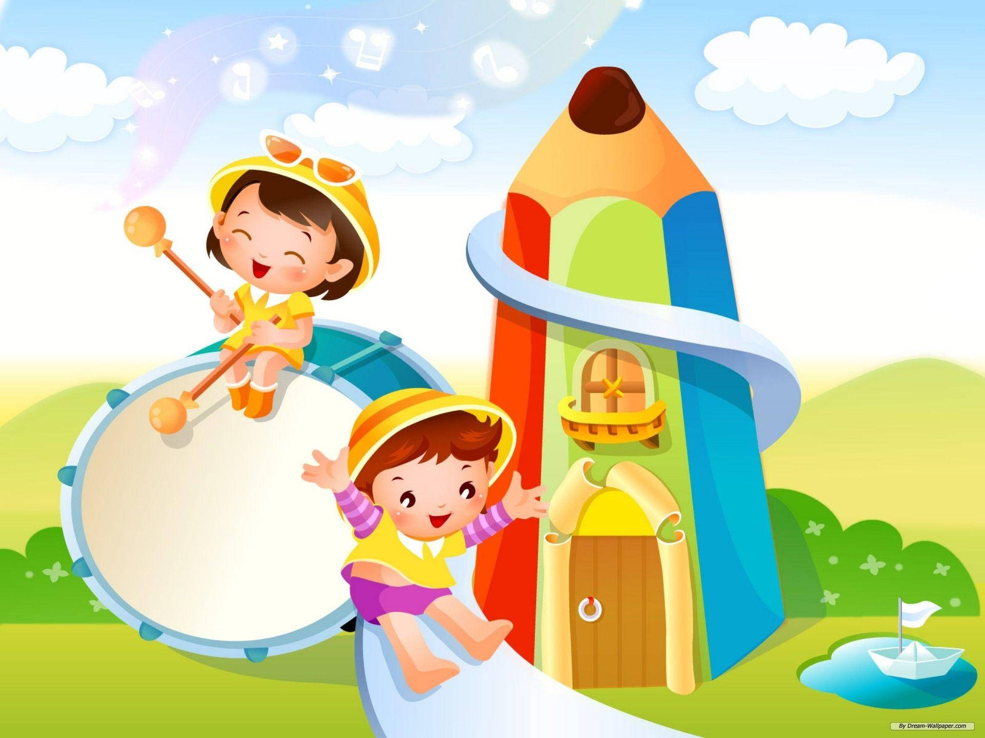 Kids Pencil Play House Background