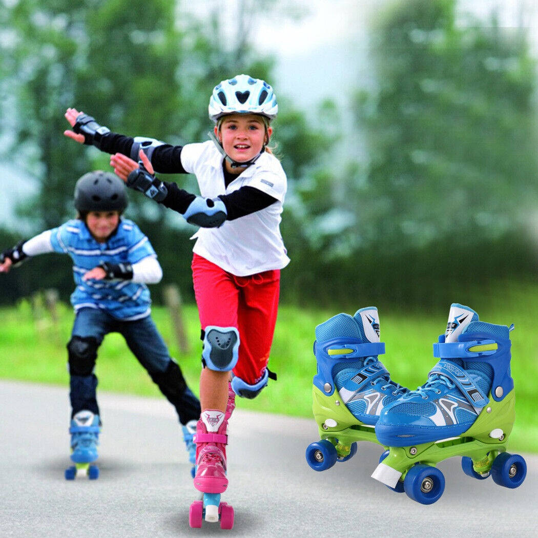 Kids Playing In Rollerblading Shoes