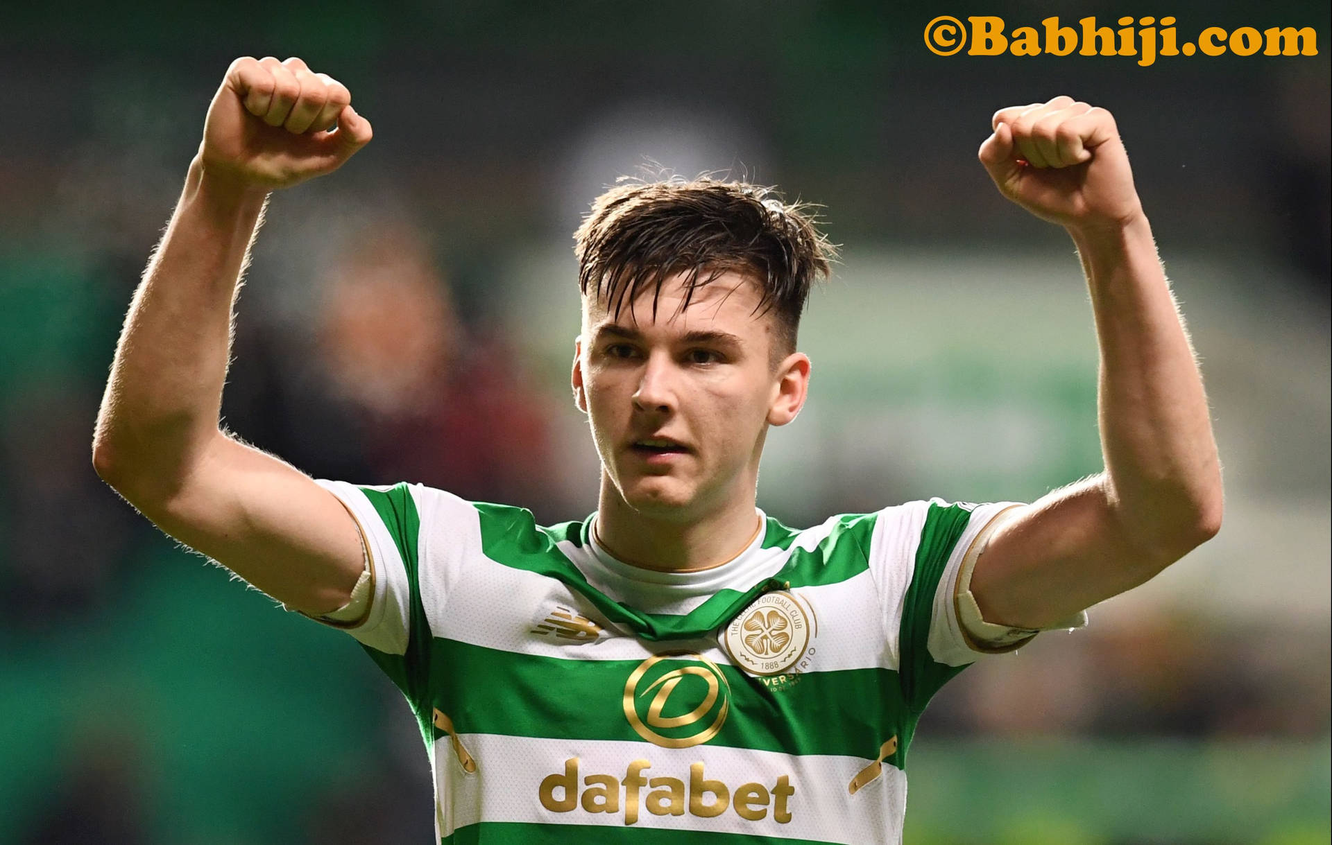 Kieran Tierney In Action During A Football Match Background