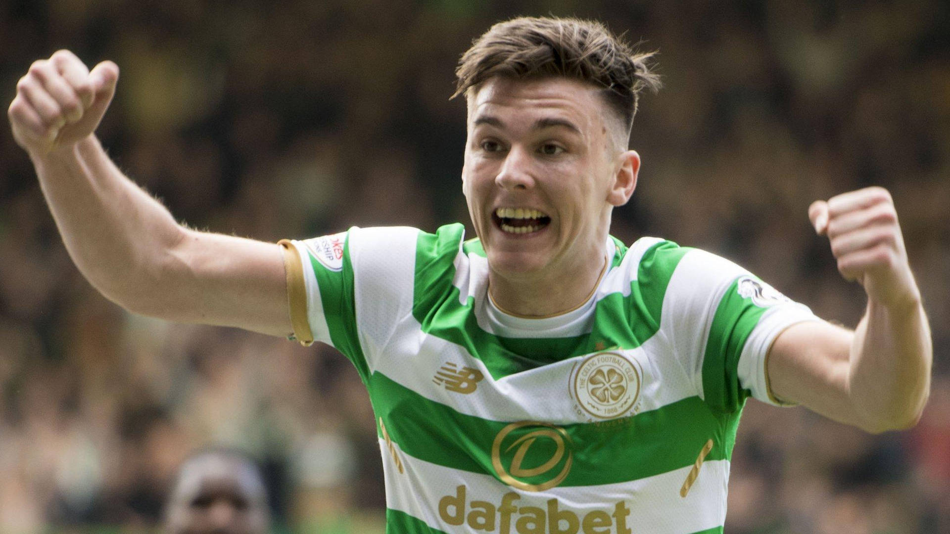 Kieran Tierney With Funny Face Background