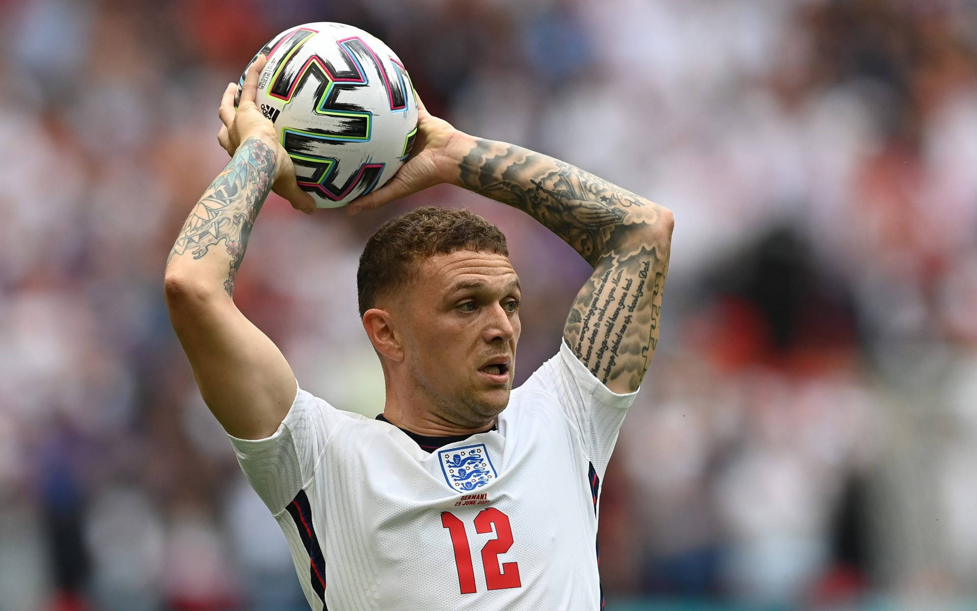 Kieran Trippier Throws Ball Background