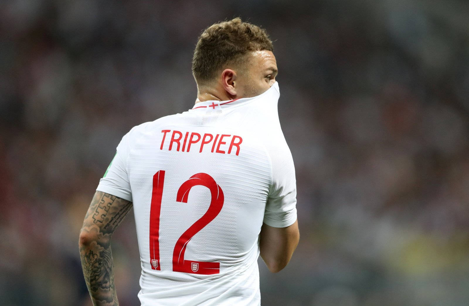 Kieran Trippier Wipes Sweat Background