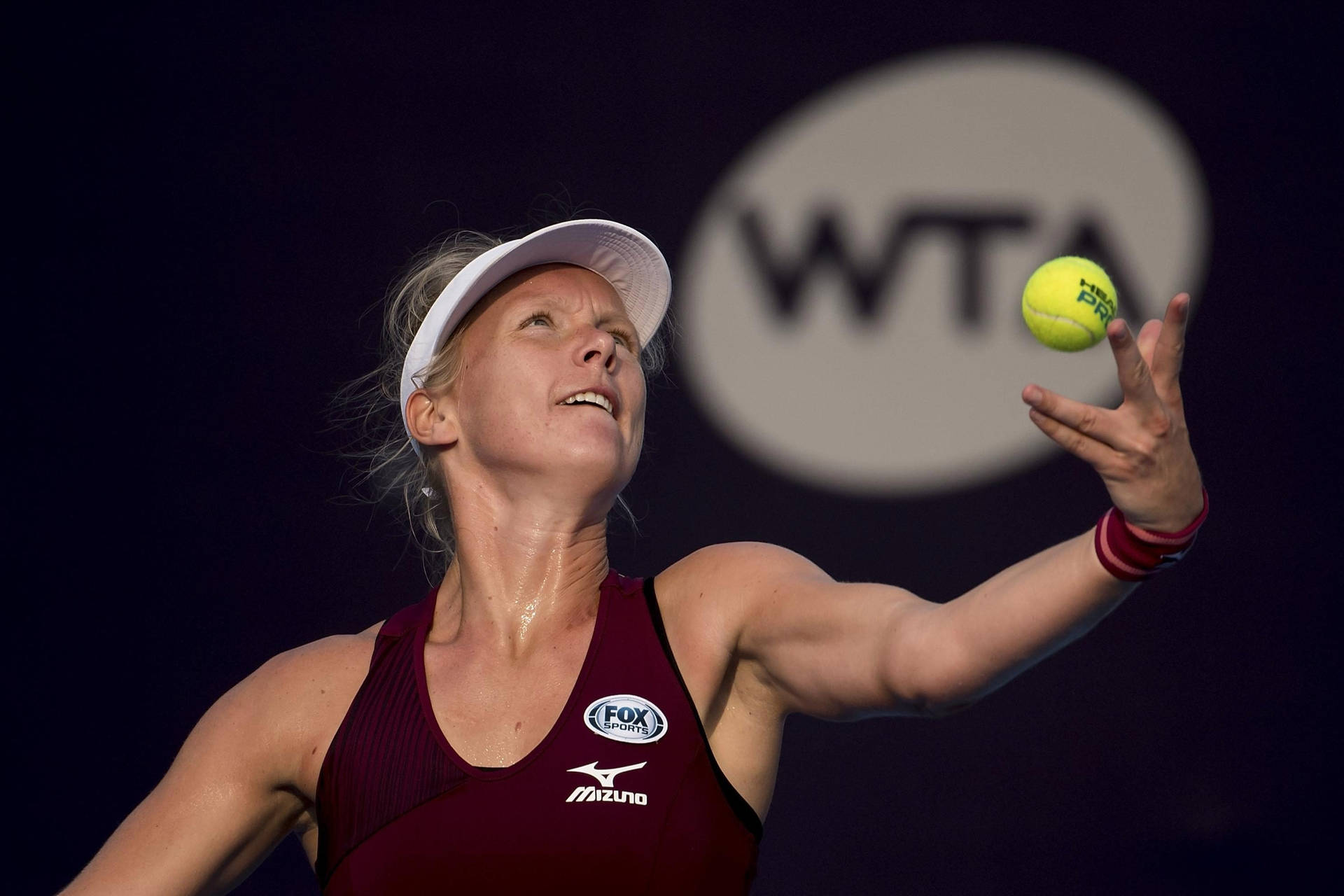 Kiki Bertens In Action: Powerful Serve Shot Background