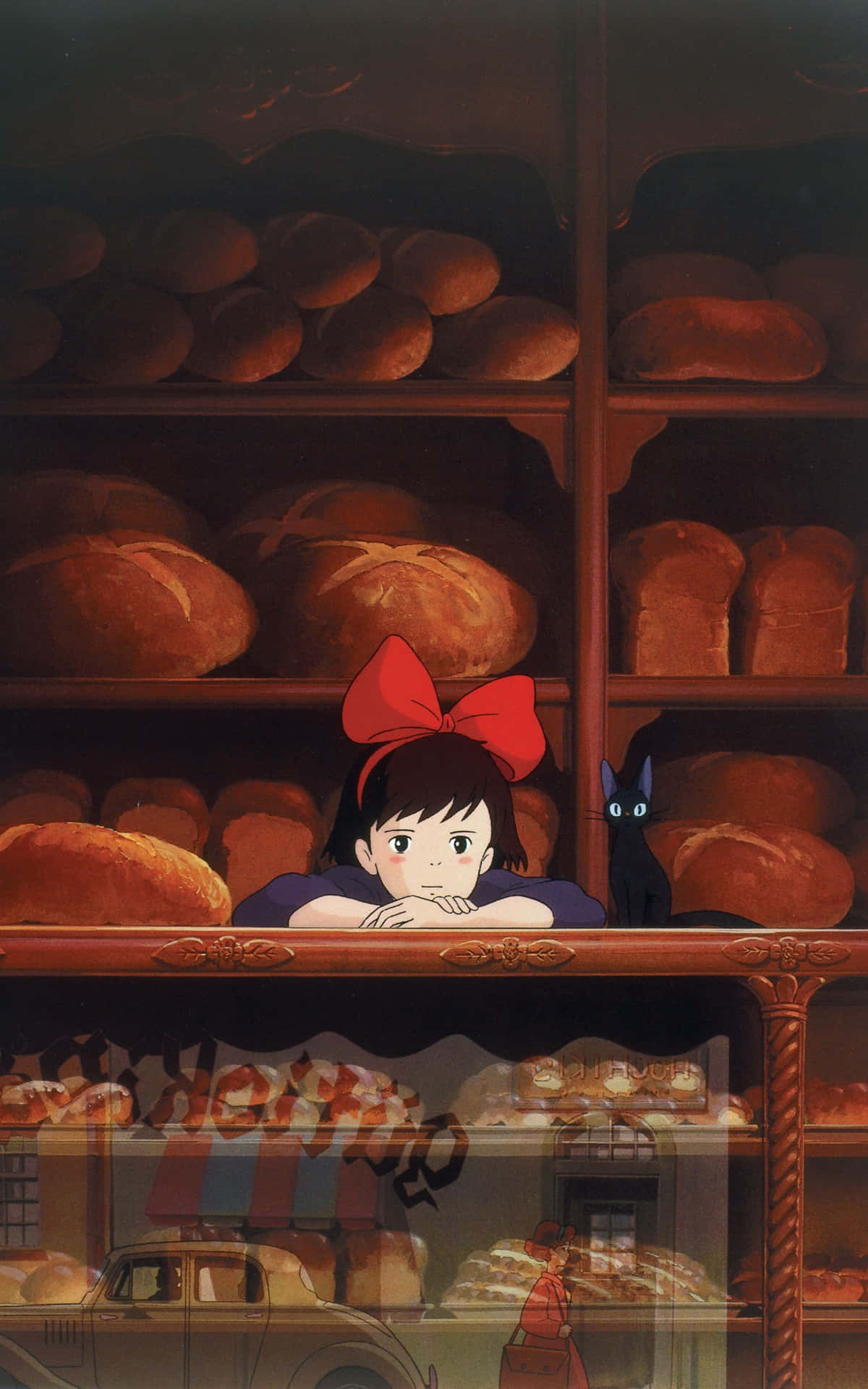 Kiki Flying Above The City With Jiji In Kiki's Delivery Service