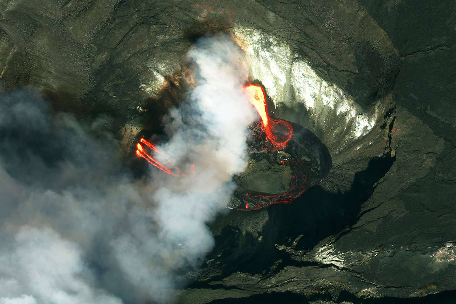 Kilauea Volcano Eruption Satellite Shot Background