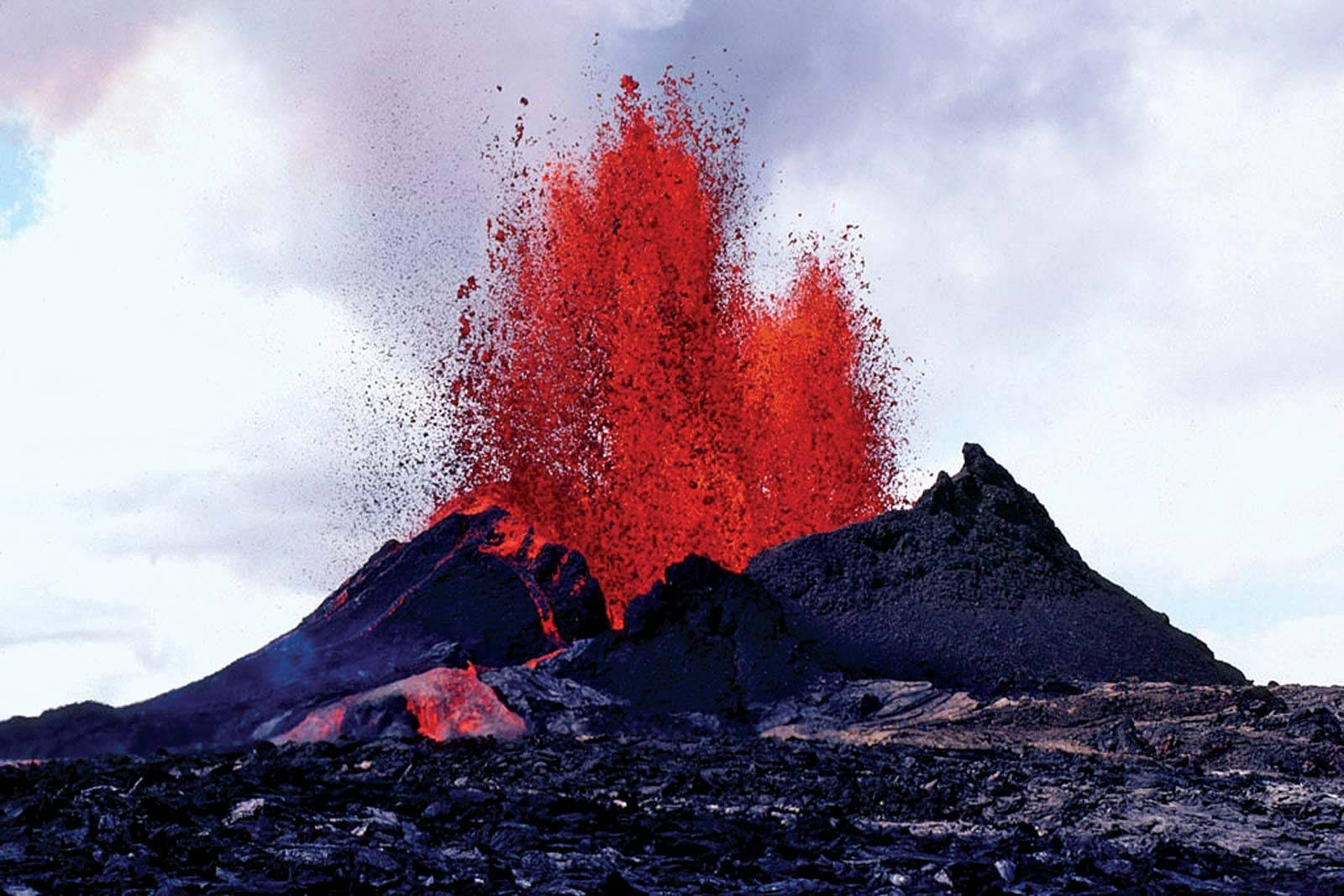 Kilauea Volcano Lava Exploding Background