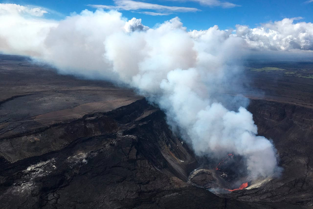 Kilauea Volcano White Smoke Background