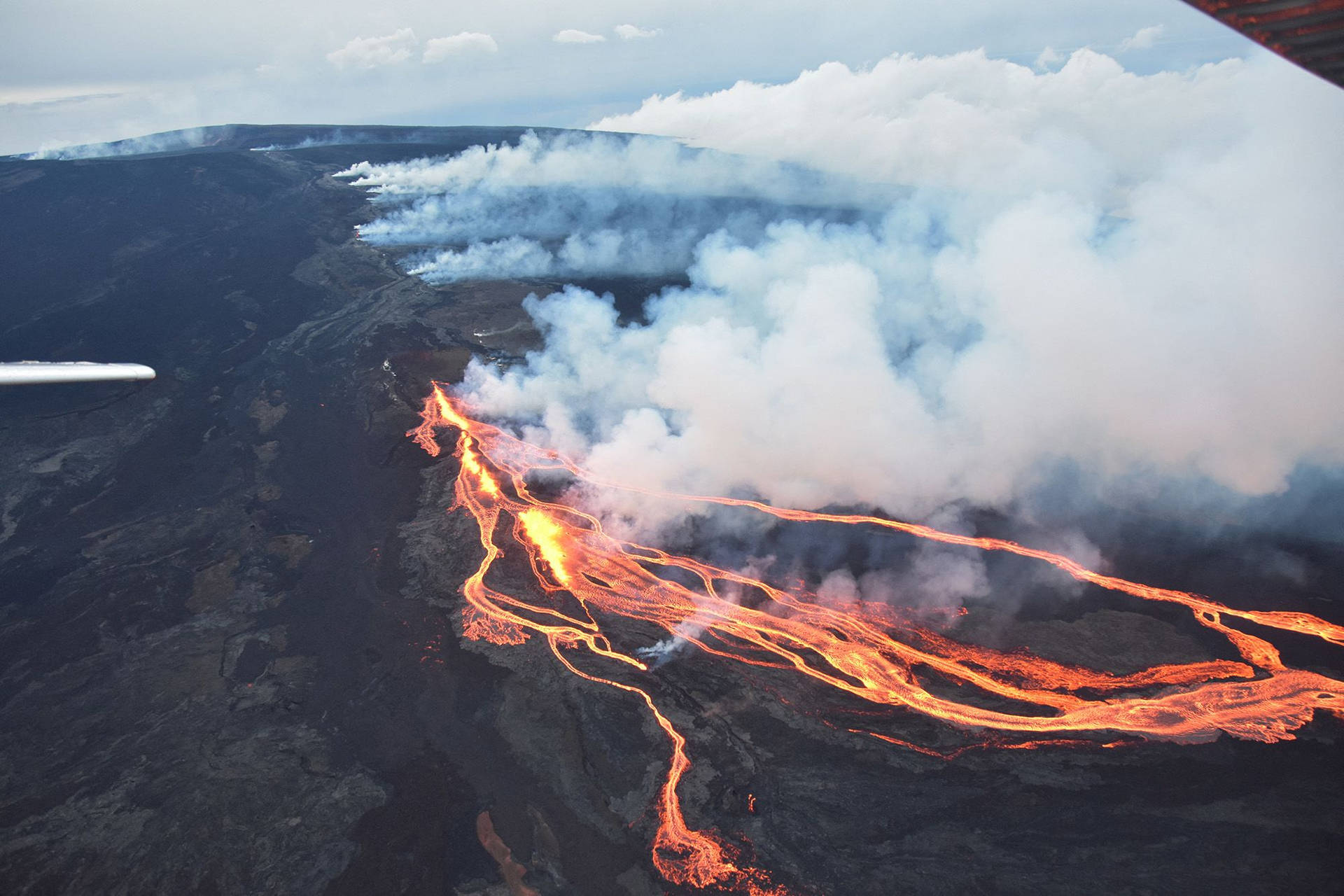 Kilauea Volcano With Flowing Lava