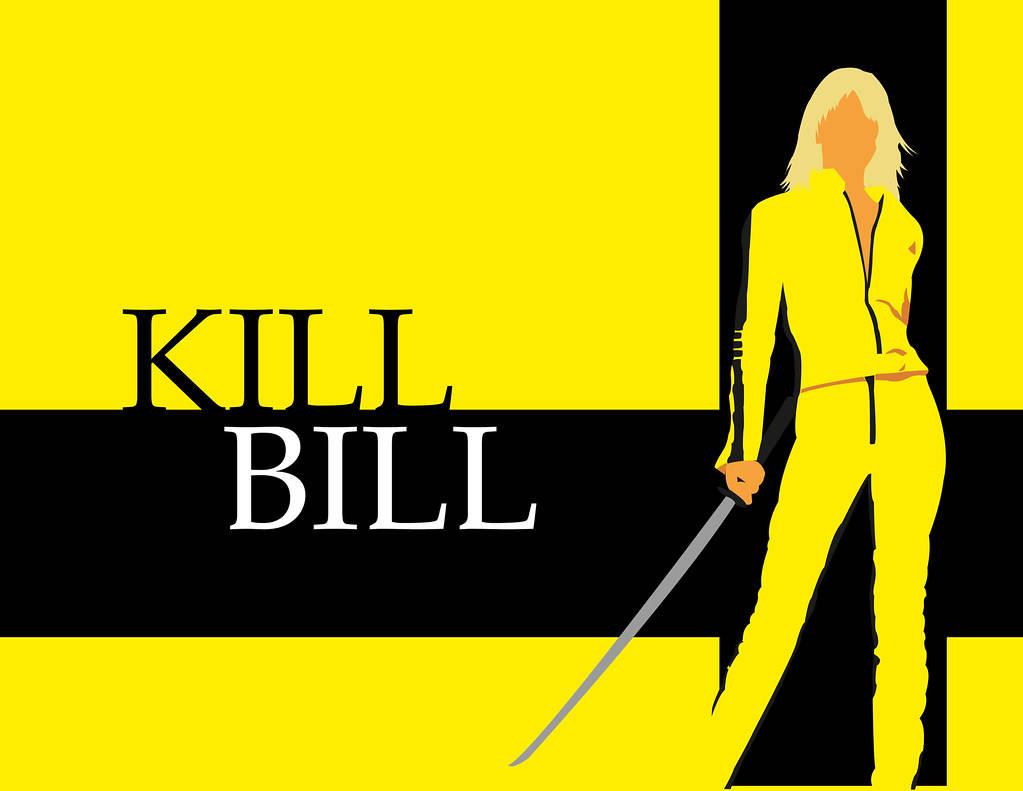 Kill Bill Yellow And Black Poster Background