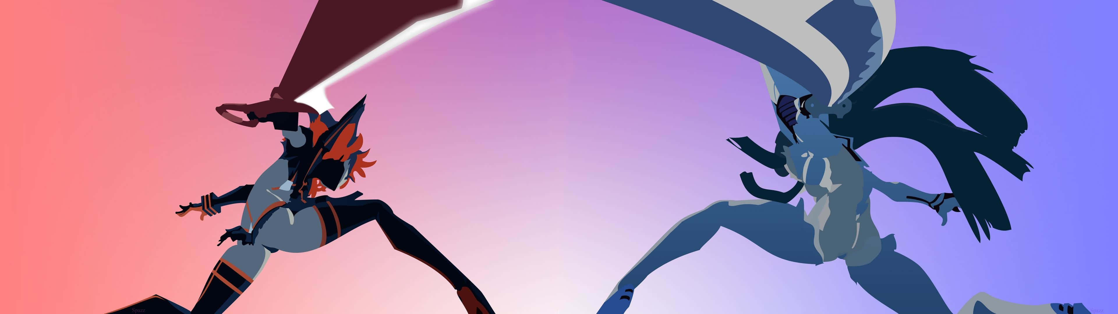 Kill La Kill 3840x1080 Anime Pink Purple Background