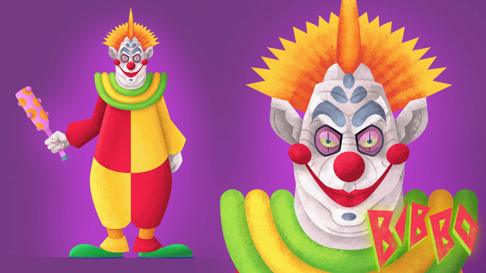 Killer Klowns From Outer Space With A Purple Club Background