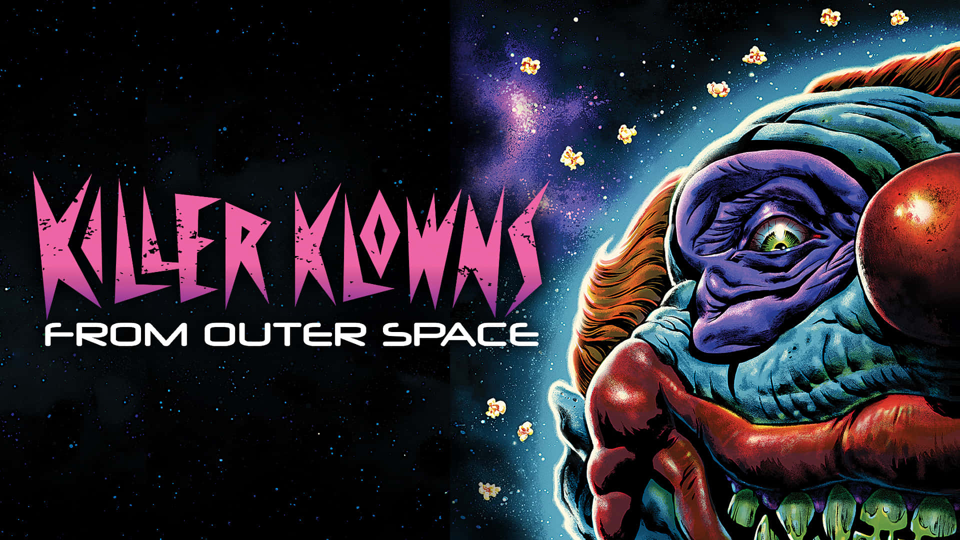 Killer Klowns From Outer Space With A Scary Face Background