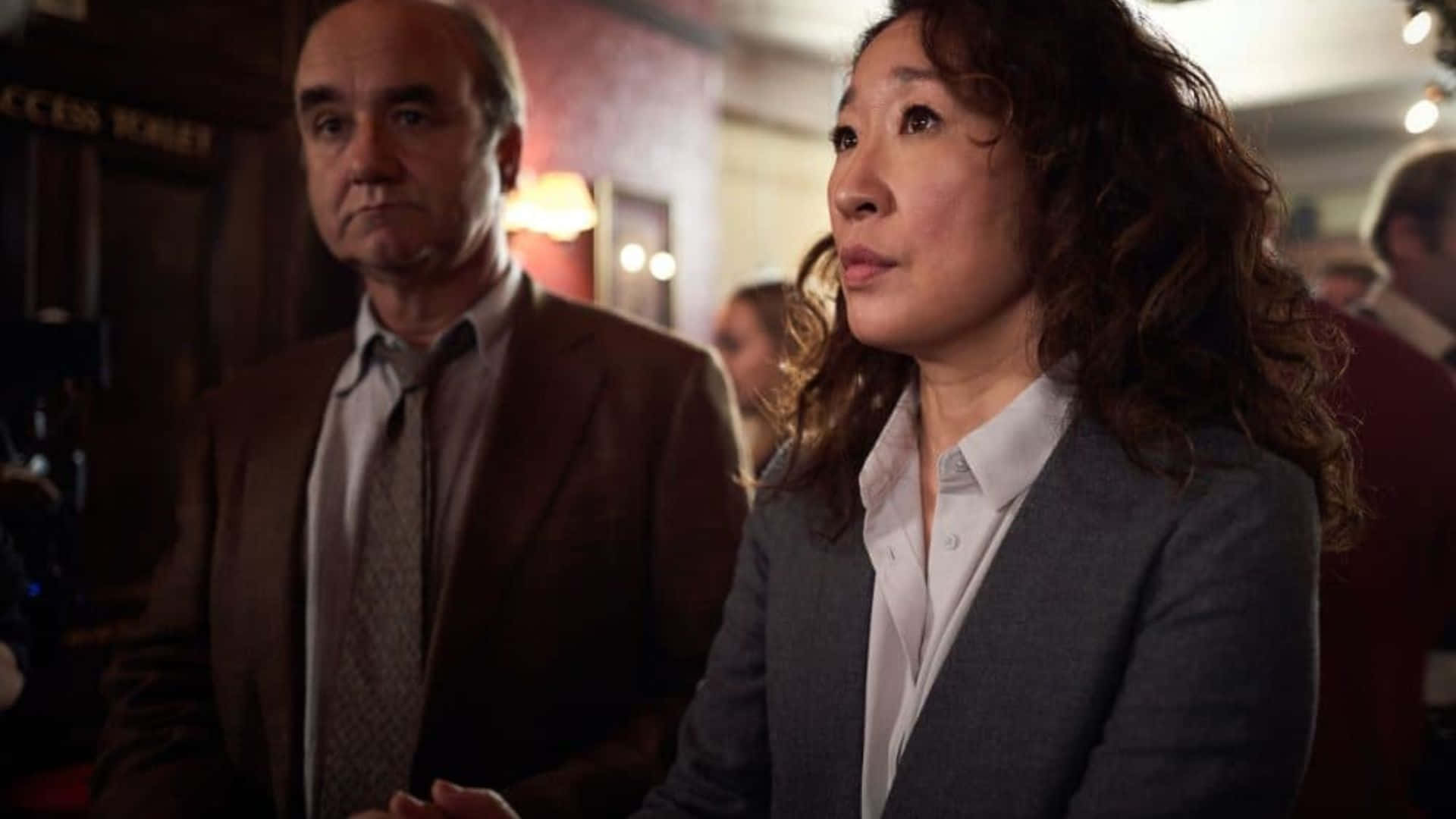 Killing Eve Charactersin Tense Scene Background