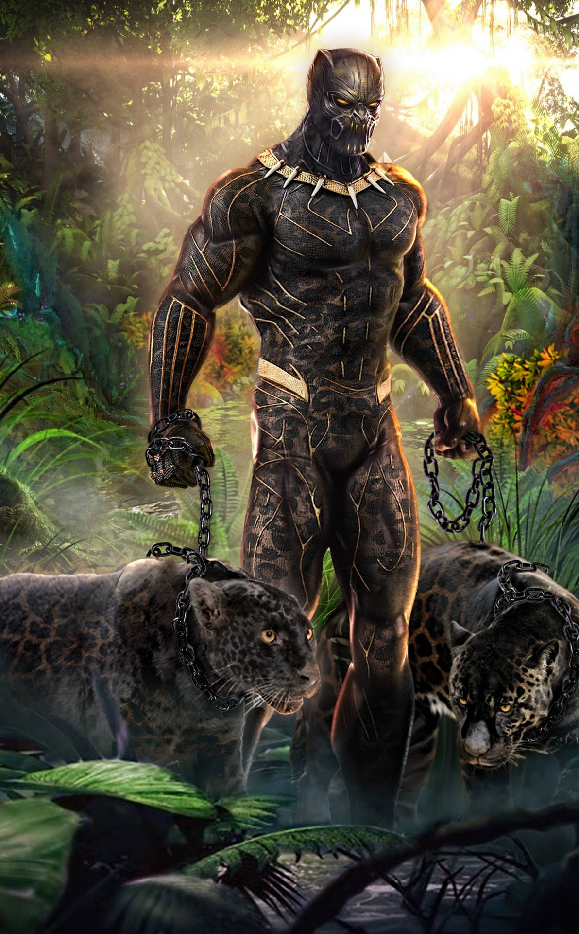 Killmonger And Two Jaguars Background