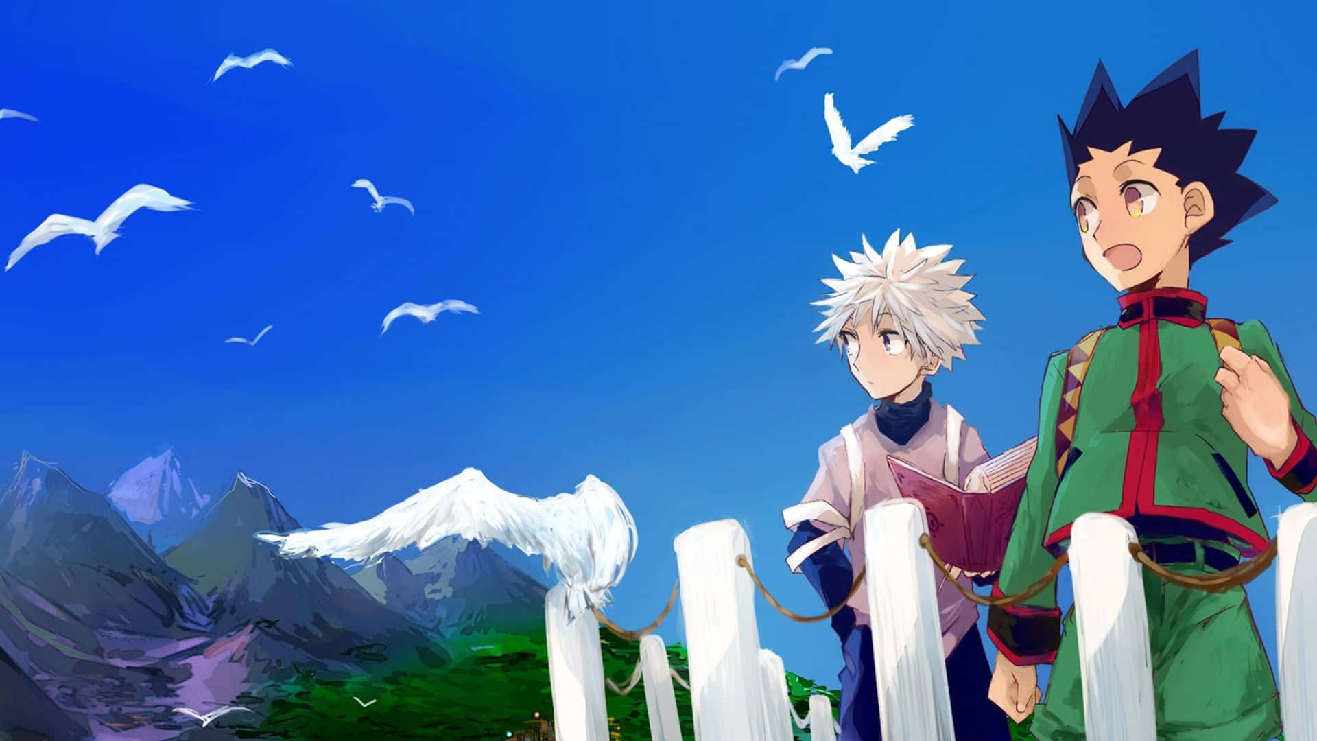 Killua And Gon Hunter X Hunter Blue Sky Background