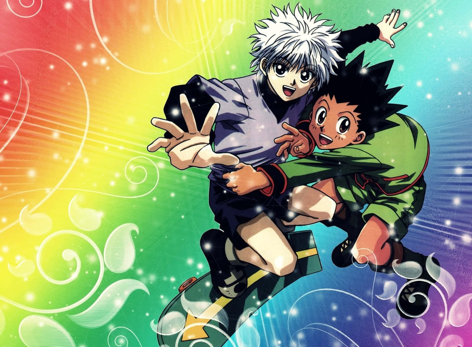 Killua And Gon Hunter X Hunter Rainbow Background Background